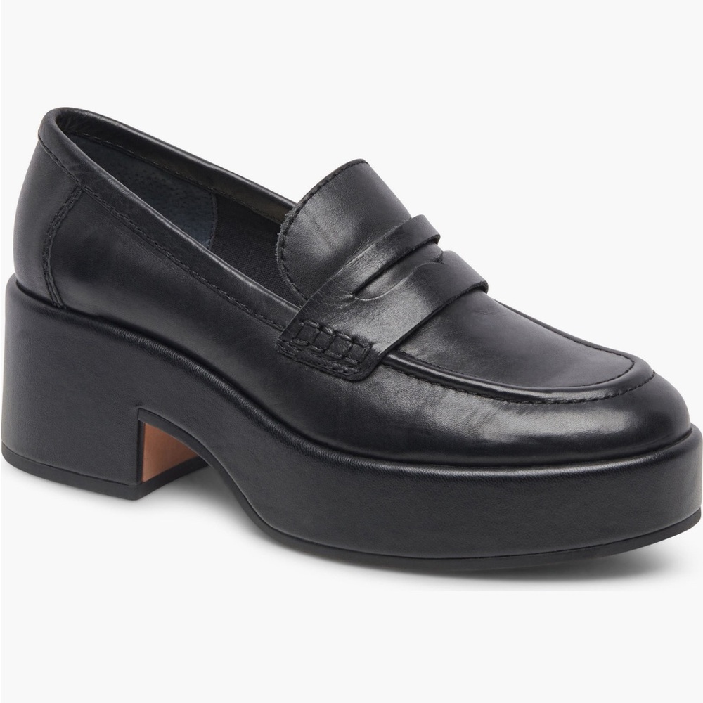 Dolce Vita Black Leather Platform Loafers